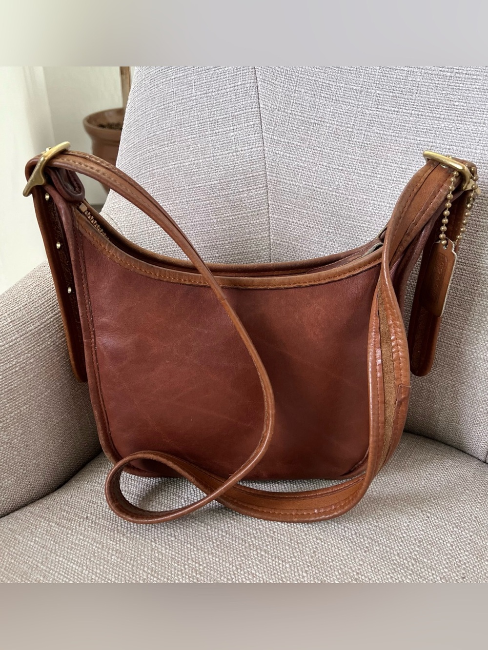 Vintage COACH Janice Legacy Leather Crossbody Shoulder Bag Brown British Tan USA - Picture 11 of 14
